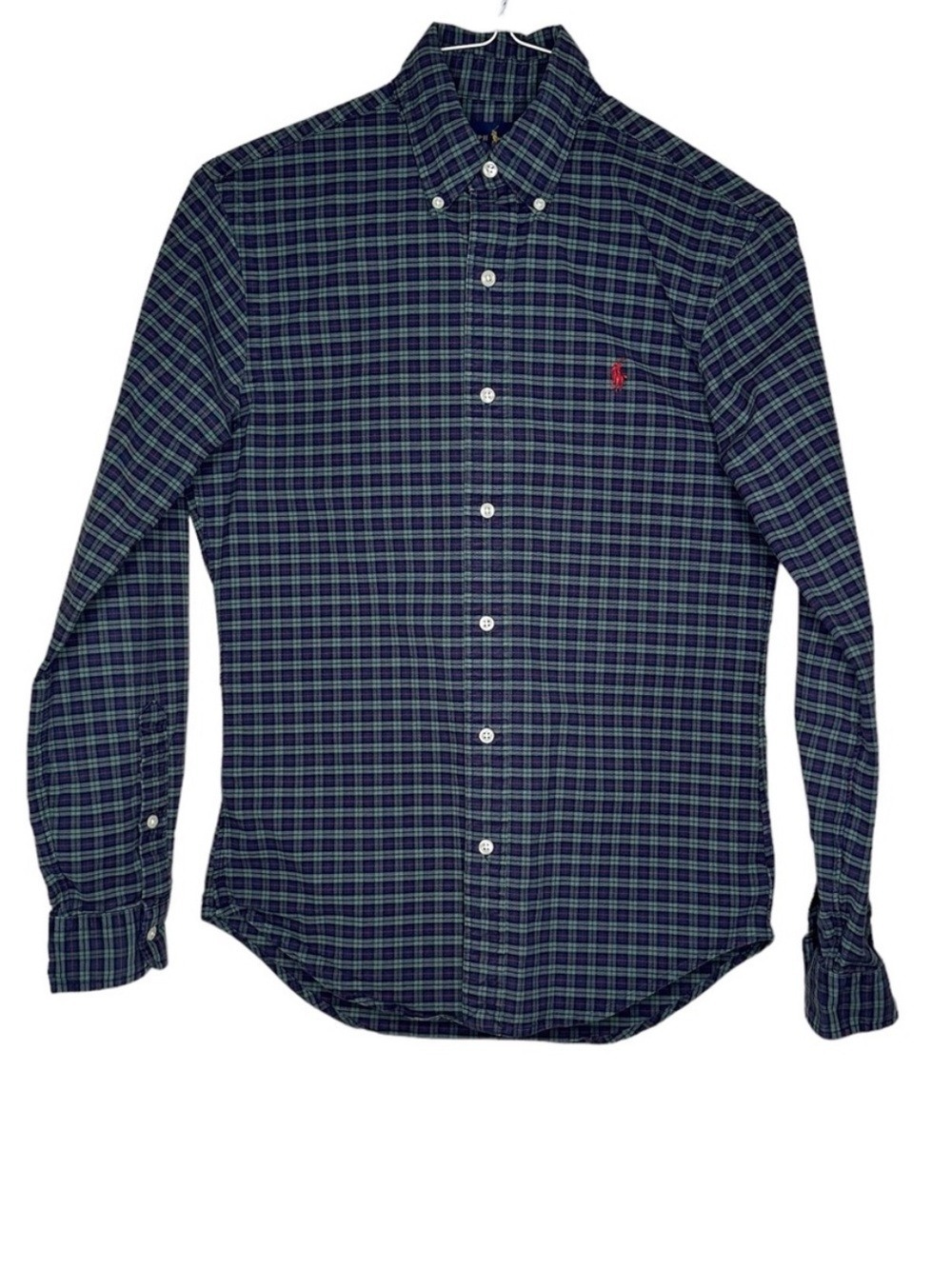 Ralph Lauren Slim Fit Plaid Oxford Button Down Shirt, Sz S